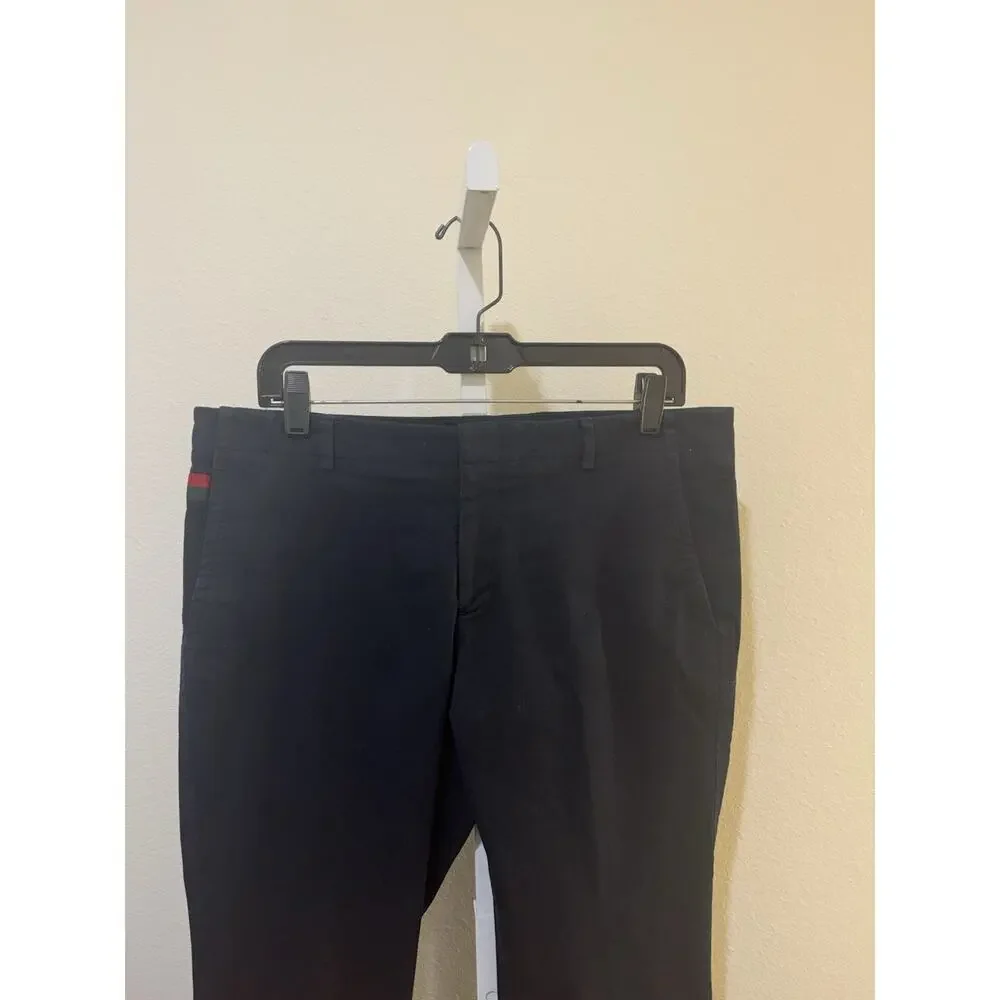 Gucci Men Riding Pants Navy Blue Cotton Blend Size 50 R Italy Size 34 US ITALY